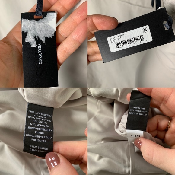 NWT VERA WANG Tea Length Dress in Silt Grey - Picture 6 of 7